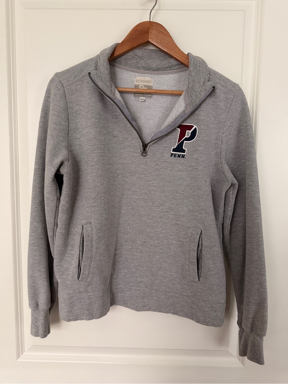 University of Pennsylvania Grey Quarter-Zip Sweatshirt - P Logo